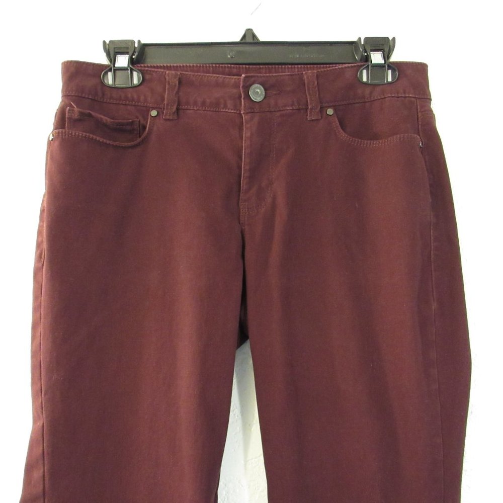 Wine Stretch Skinny Leg Jeans Zip Ankle Sz 4 R - Picture 2 of 13
